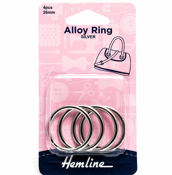 Hemline Alloy O-Rings 26mm Silver 4 Pieces H4508.26.NK