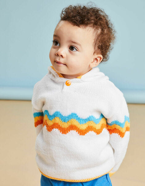 Knitting Pattern Sirdar Baby Rainbow Wave Hoody in Snuggly DK - 5504