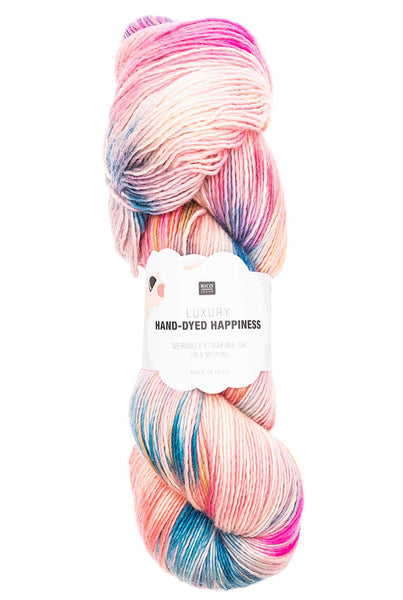 Rico Luxury Hand-Dyed Happiness Extra Fine Merino DK Yarn 100g - Pink-Blue 004