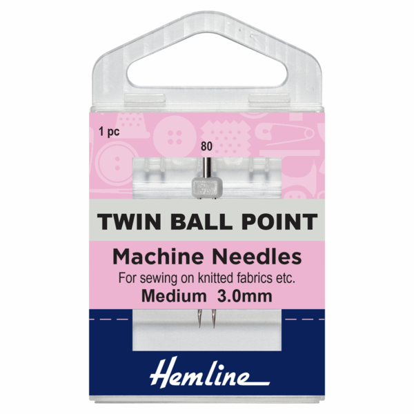 Hemline Sewing Machine Twin Needle Ball Point 3.0mm 80/12 - H111.30