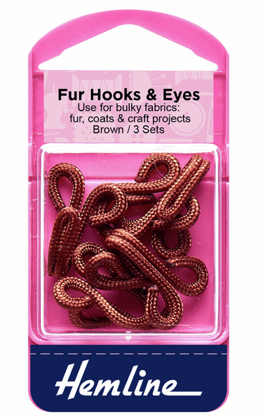 Hemline Fur Hooks and Eyes Brown Size 3 - H402.BR