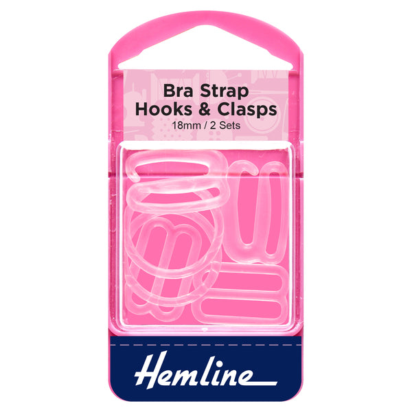 Hemline Bra Hooks & Clasps Clear 18mm - H470.18.C