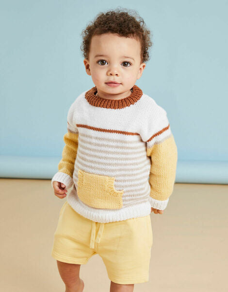 Knitting Pattern Sirdar Baby Sandy Feet Pocket Sweater In Snuggly DK - 5501