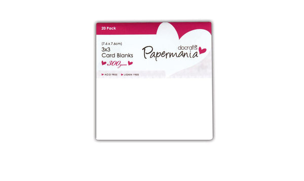 Papermania Card Blanks and Envelopes 3” Square White Pack of 20 - PMA 151000