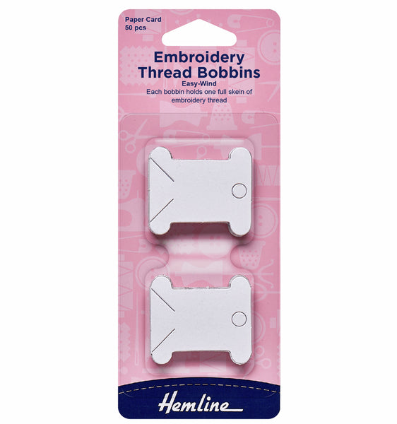 HemlineEmbroidery Thread Bobbins Paper Card 50 Pcs - H3006