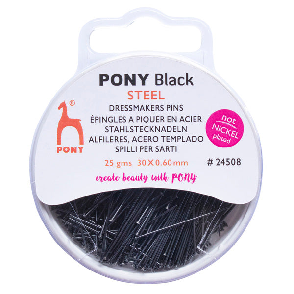 Pony Black Steel Dressmakers Pins 30mmx0.6mm - P24508