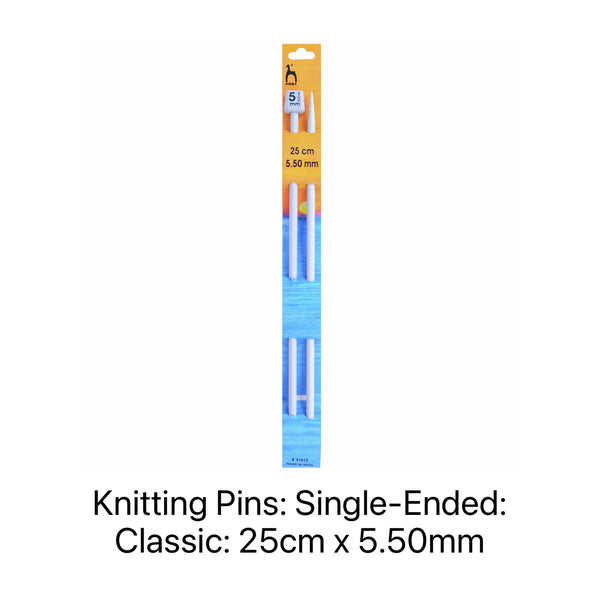 Pony Classic Single-Ended Knitting Needles 5.50mm 25cm 31612