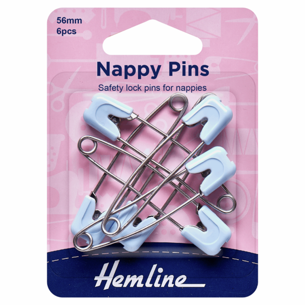 Hemline Nappy Pins Blue Pack of Six - H413.B