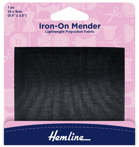 Iron-on Mender Black 24cm x 9cm - H691.B
