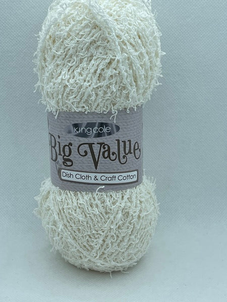 King Cole Big Value Dish Cloth & Craft Cotton Yarn 100g - Cream 2311 (Discontinued)