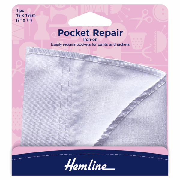 Iron-On Pocket Repair - White - 18 x 18cm