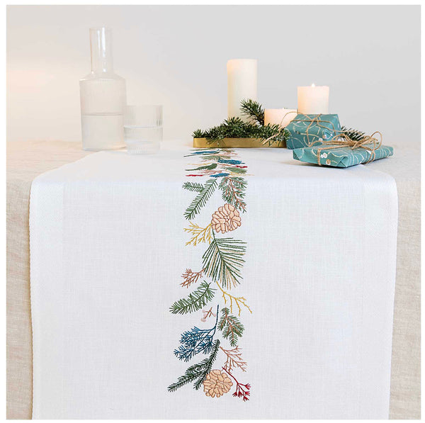 Rico - Christmas Table Runner Embroidery Kit - Fir Wreath - 31239.52.18