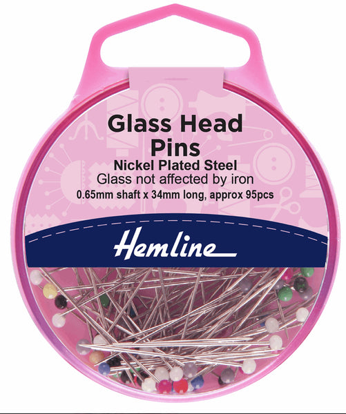 Hemline Glass Head Pins Nickel Plated - H679