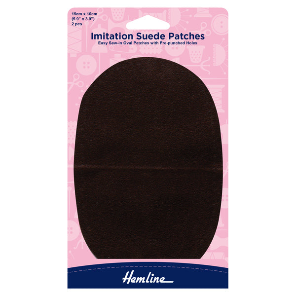 Hemline Sew In Imitation Suede Patches Brown - H699.S.BRN