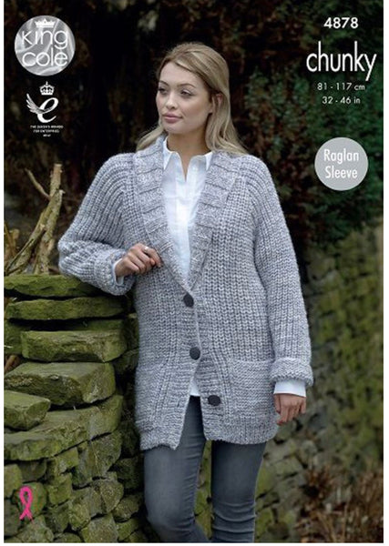 Knitting Pattern - Ladies Jacket and Sweater - King Cole Big Value Tonal Chunky - 4878