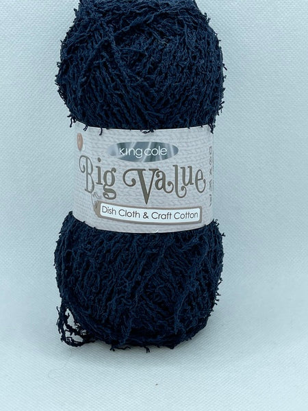 King Cole Big Value Dish Cloth & Craft Cotton Yarn 100g - Navy 2314 (Discontinued)