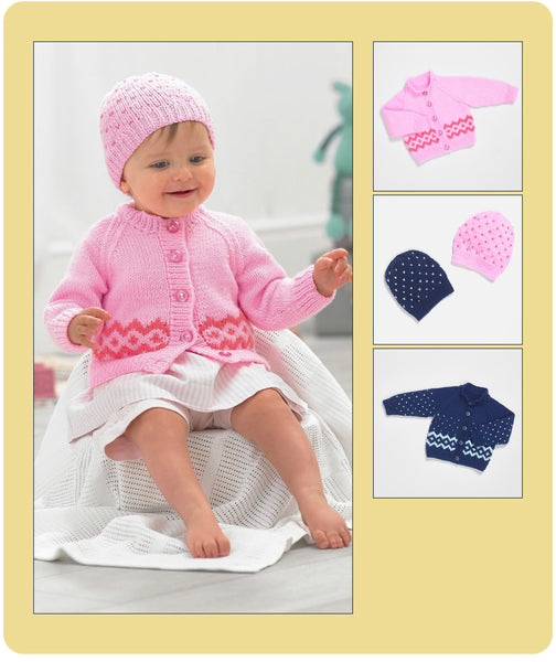 Knitting Pattern - Baby Cardigan & Hat - Wendy Peter Pan DK - PP019