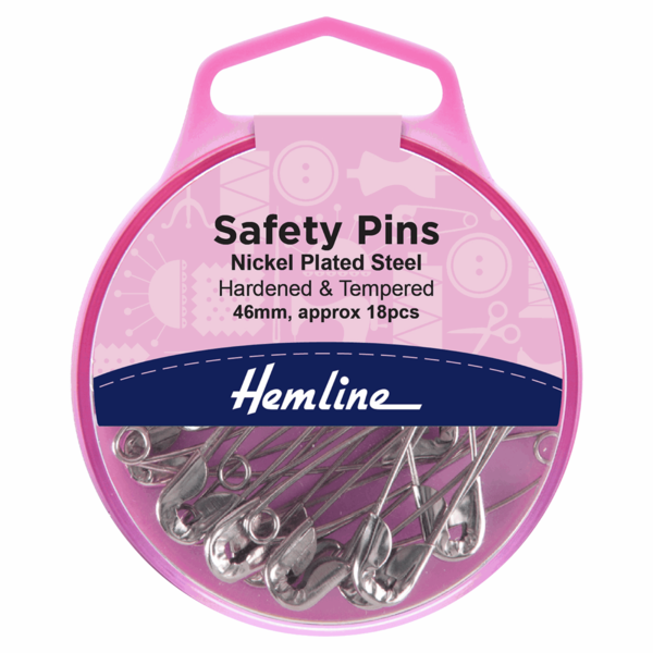 Hemline Safety Pins 46mm Nickel 18 Pieces - H410.3