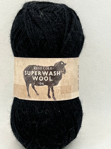 King Cole Superwash Wool DK Yarn 50g - Black 2133 (Discontinued)