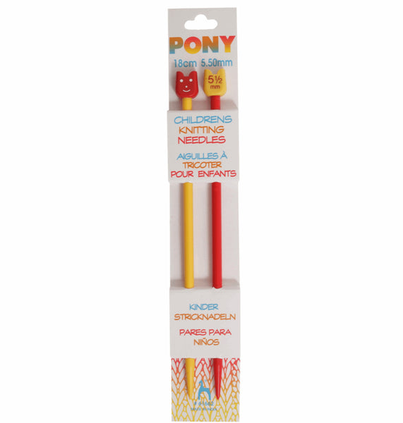 Pony Childrens Single-Ended Knitting Needles 5.50mm 18cm 61662
