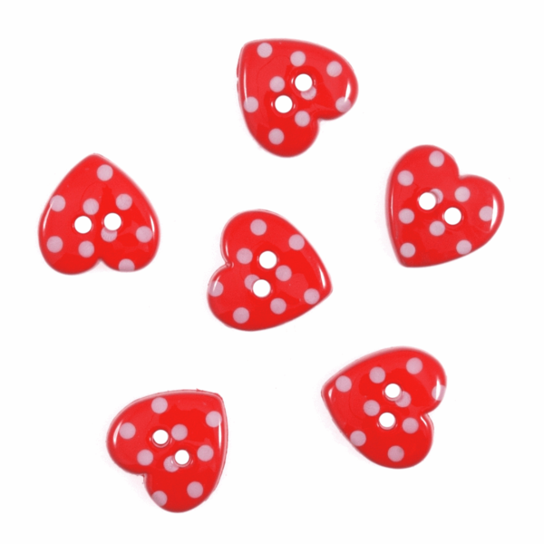 Trimits Buttons - Red Dotty Hearts