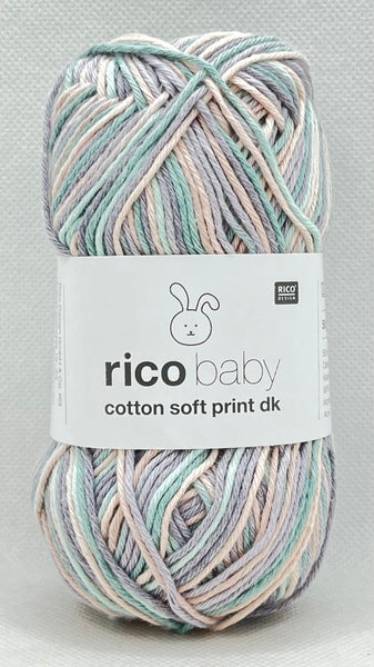 Rico Baby Cotton Soft Print DK Baby Yarn 50g - Mauve-Aqua 034