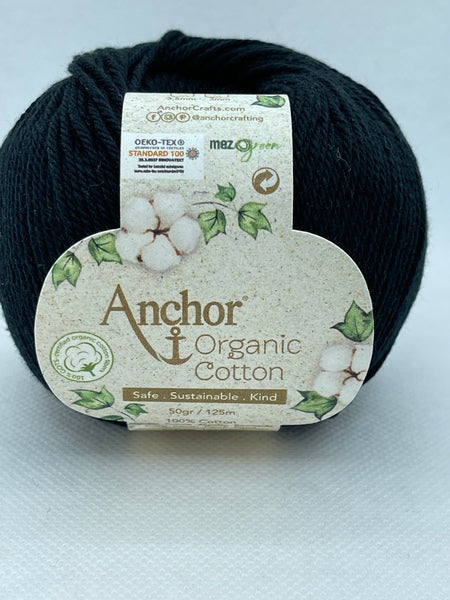 Anchor Organic Cotton 4 Ply Yarn 50g - Black 1332