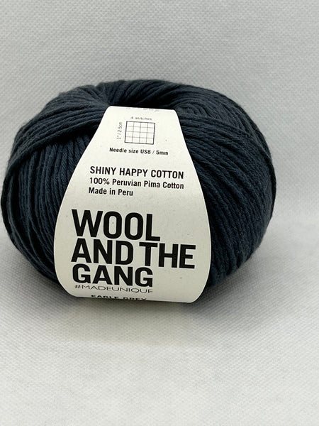 Wool And The Gang Shiny Happy Cotton Aran Yarn 50g - Eagle Grey