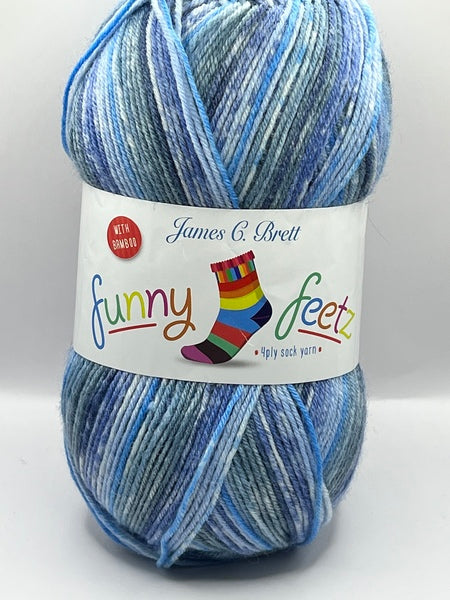 James C. Brett Funny Feetz 4 Ply Sock Yarn 100g - FZB12