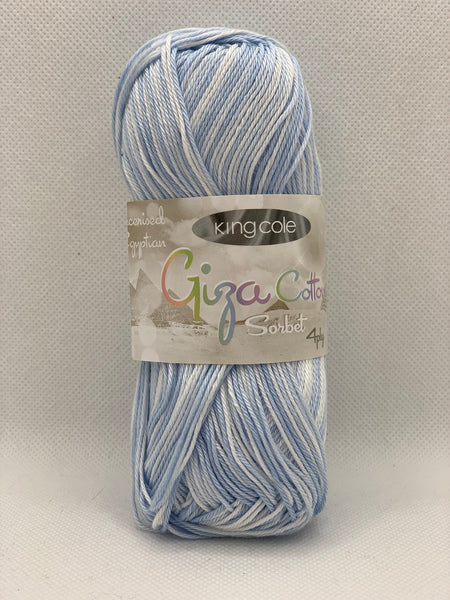 King Cole Giza Cotton Sorbet 4 Ply Yarn 50g - Blue Lagoon 2475