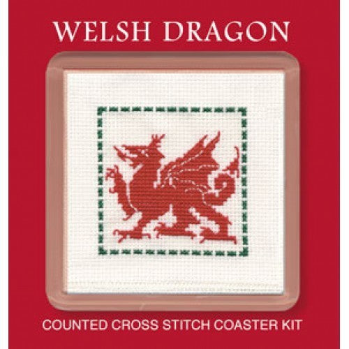 Textile Heritage Coaster Cross Stitch Kit - Welsh Dragon COWD
