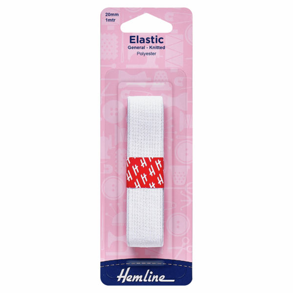 Hemline Elastic 20mm x 1m White - H620.20