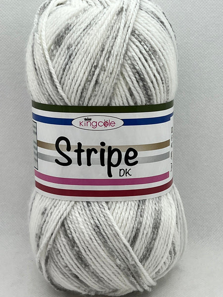 King Cole Stripe DK Yarn 100g - Grey Stripe 4505