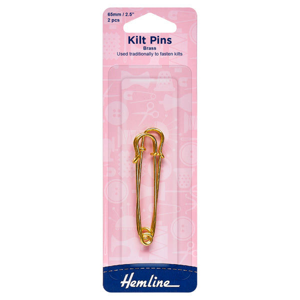 Hemline Kilt Pins 65mm Brass 2 Pieces - H411.65