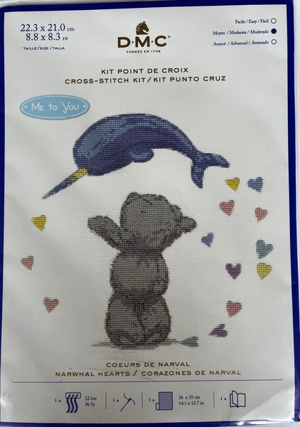 DMC Cross Stitch Kit - Me To You Narwhal Hearts BL1193/72