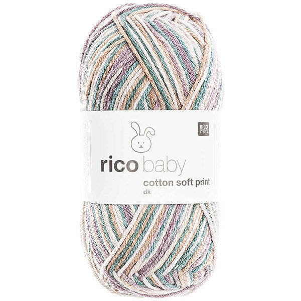 Rico Baby Cotton Soft Print Dk Yarn 50g - Teal-Lilac 029