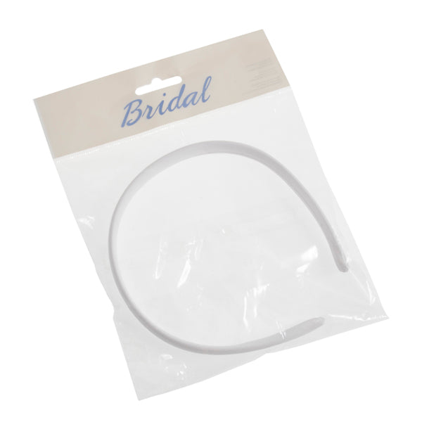 Plastic Headband Satin Covered 1.3cm x 10.3cm - BCB1263WH