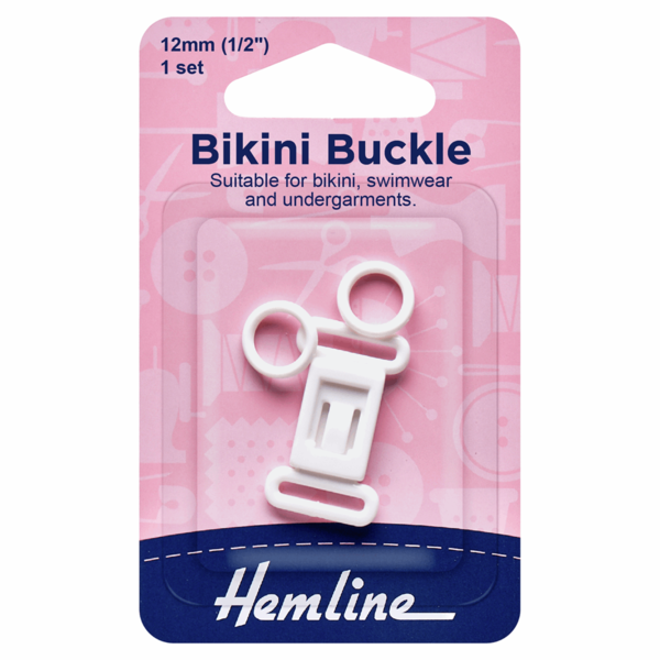Hemline Bikini Buckle Set White 12mm - H460.W