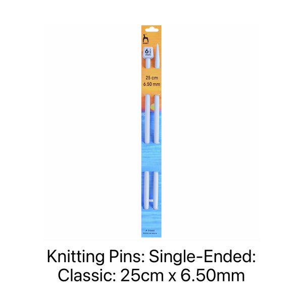 Pony Classic Single-Ended Knitting Needles 6.50mm 25cm 31664