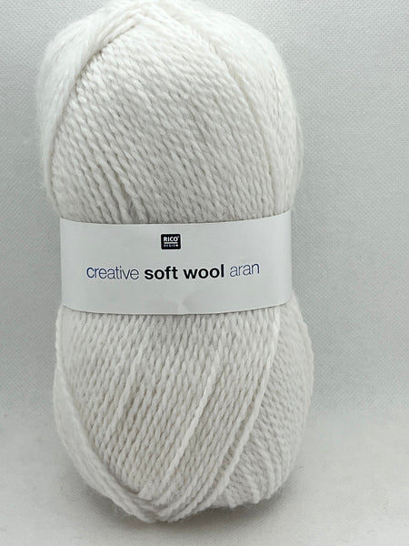 Rico Creative Soft Wool Aran Yarn 100g - Cream 001