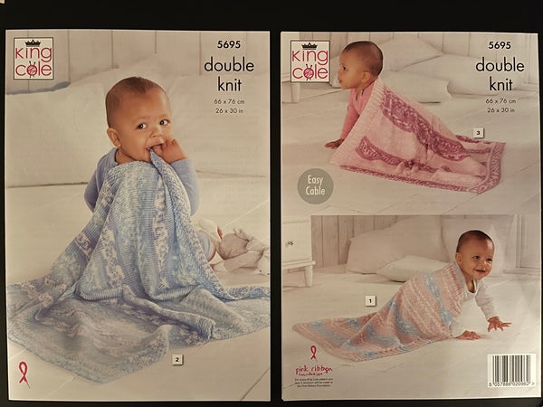 Knitting Pattern - King Cole Fjord - Babies Blankets 5695