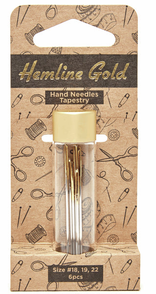 Hemline Gold Hand Needles Tapestry Size 18x2, 19x2, 22x2 - 283G.1822.HG