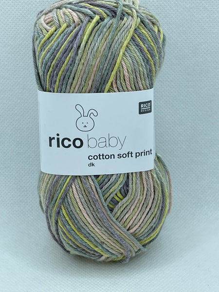 Rico Baby Cotton Soft Print DK Baby Yarn 50g - Purple-Green 018