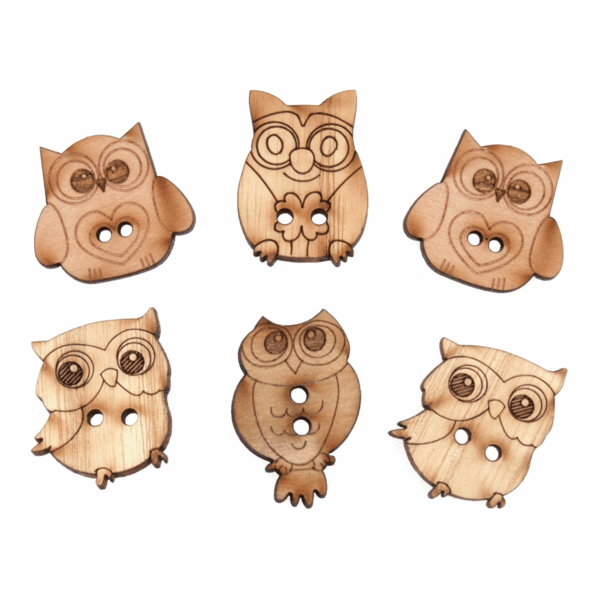 Trimits Buttons Wooden - Owl