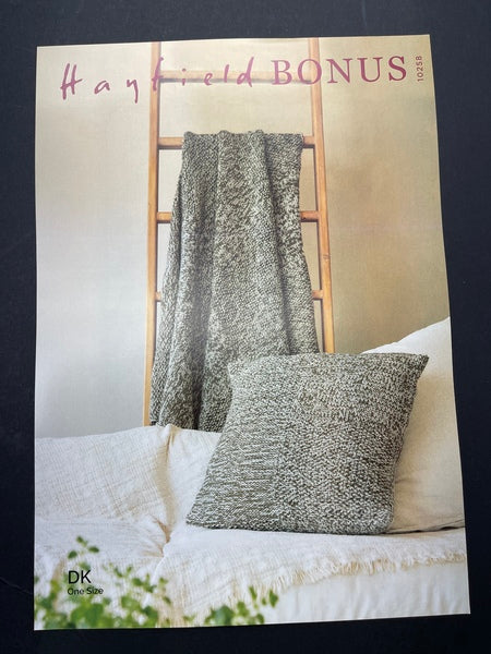 Knitting Pattern - Hayfield Bonus DK - Blanket and Cushion 10258