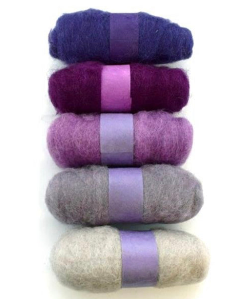 Needle Felting Wool 5 x 20g Purples - HF159
