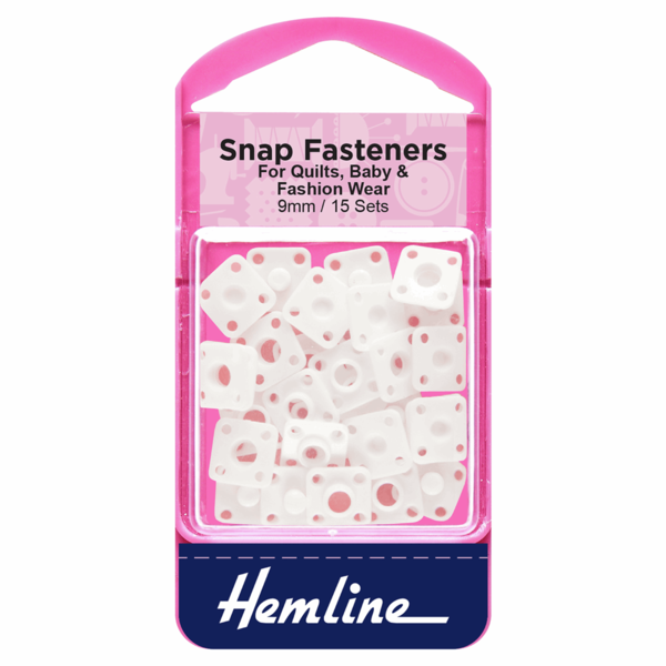 Hemline Snap Fasteners Sew-On 9mm White - H423