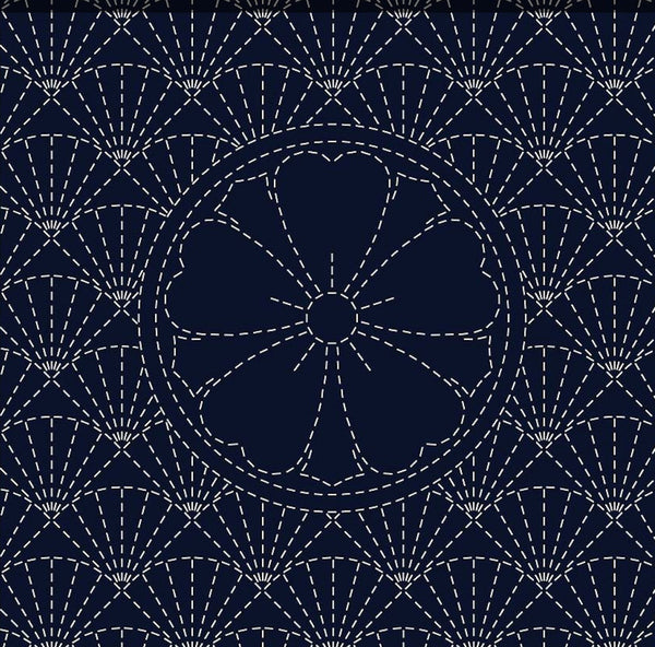 Sashiko Fabric printed with water soluble pattern 31 x 31cm piece, white or  navy