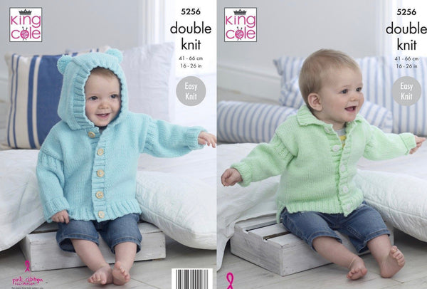 Knitting Pattern - King Cole Big Value Baby DK - Baby Collard Jacket and Hooded Jacket - 5256