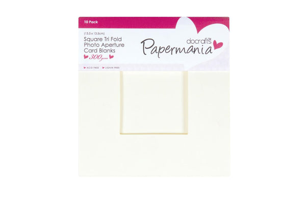 Square Tri Fold Aperture Card Blanks and Envelopes 13.5cm Cream Pack of 10 - PMA 150208
